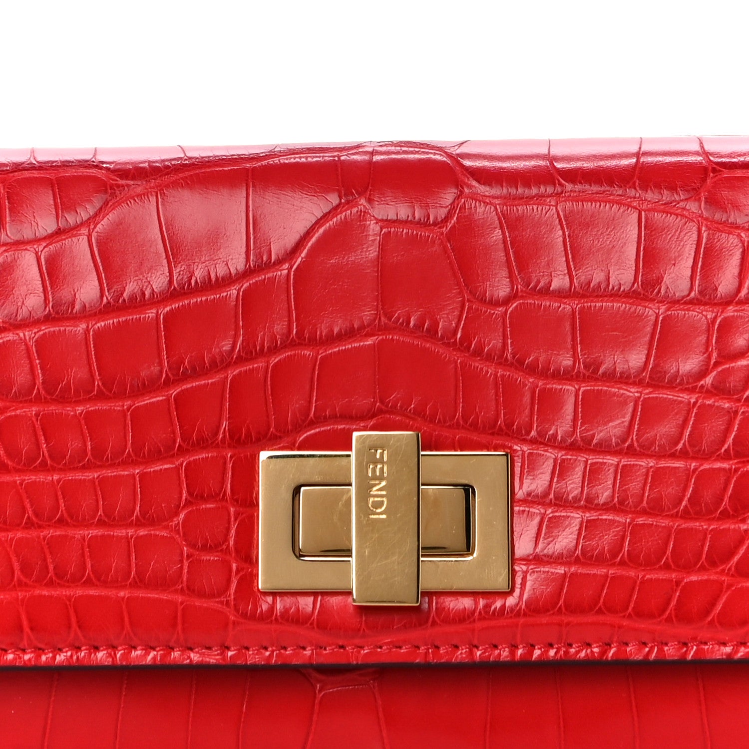 Fendi Shiny Alligator Vitello Century Lucido Peekaboo Continental Wallet Pomodoro 8 of 13