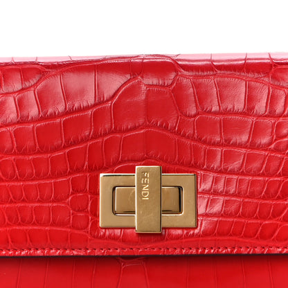 Fendi Shiny Alligator Vitello Century Lucido Peekaboo Continental Wallet Pomodoro 8 of 13