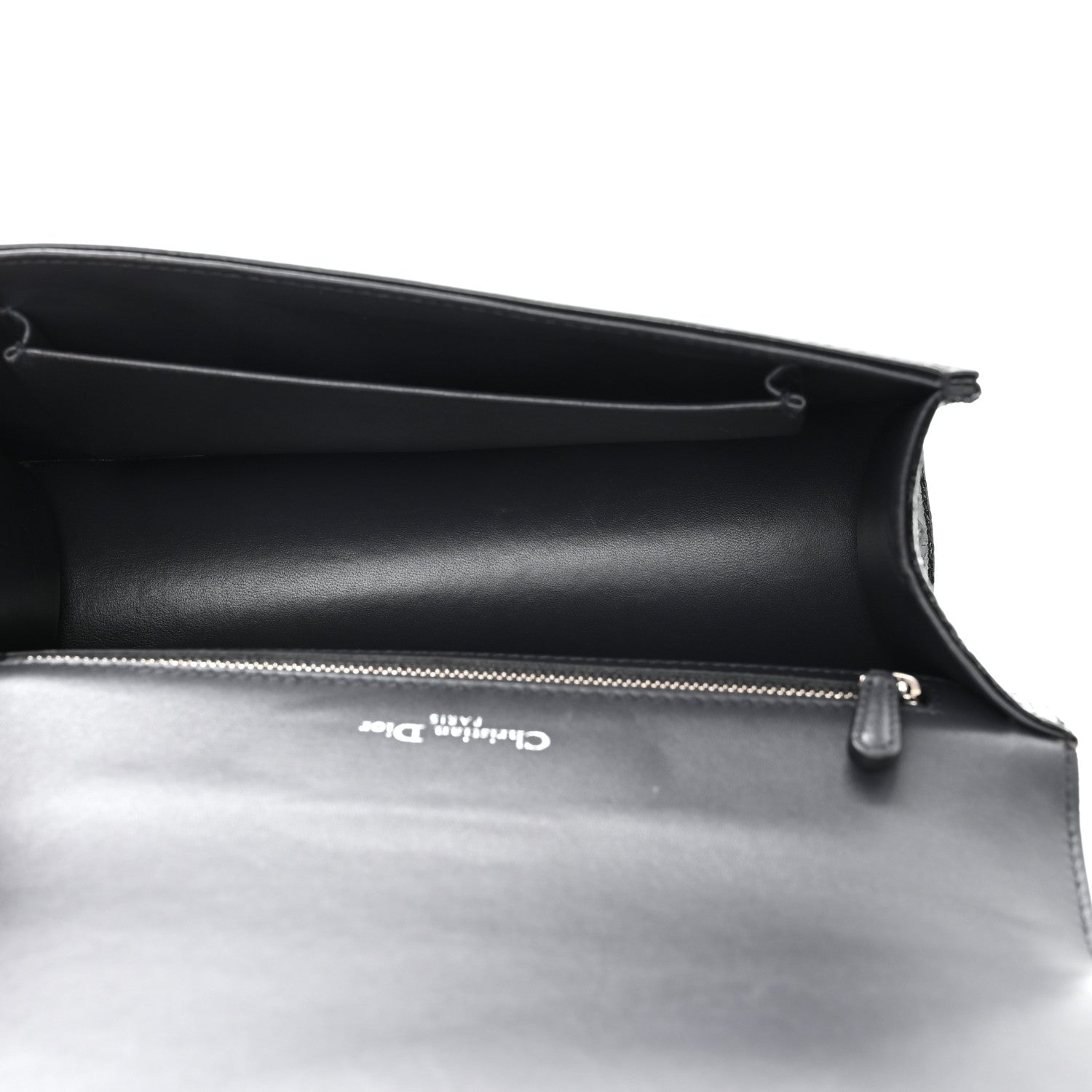 Christian Dior Metallic Patent Micro-Cannage Medium Diorama Flap Bag Graphite 5 of 11