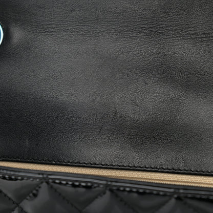 Chanel Patent Diagonal Quilted Flap Black 13 of 14