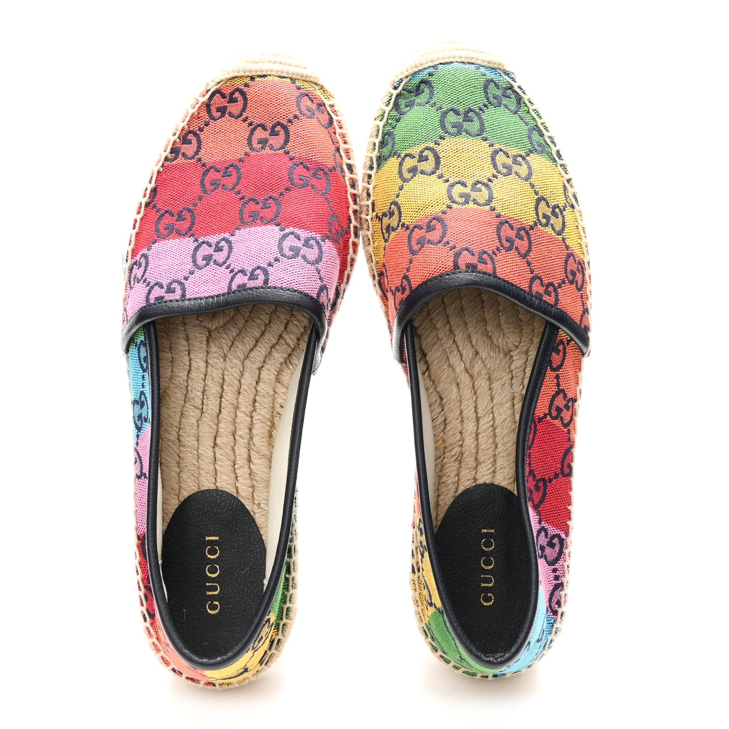 Gucci Monogram Multicolor Womens Espadrilles 37.5 Blue Rainbow Blue 2 of 10