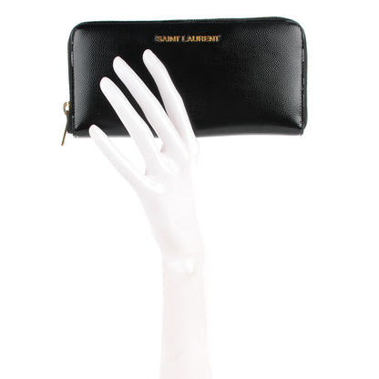 Saint Laurent Patent Grain De Poudre Classic Letters Zip Around Wallet Black 2 of 6