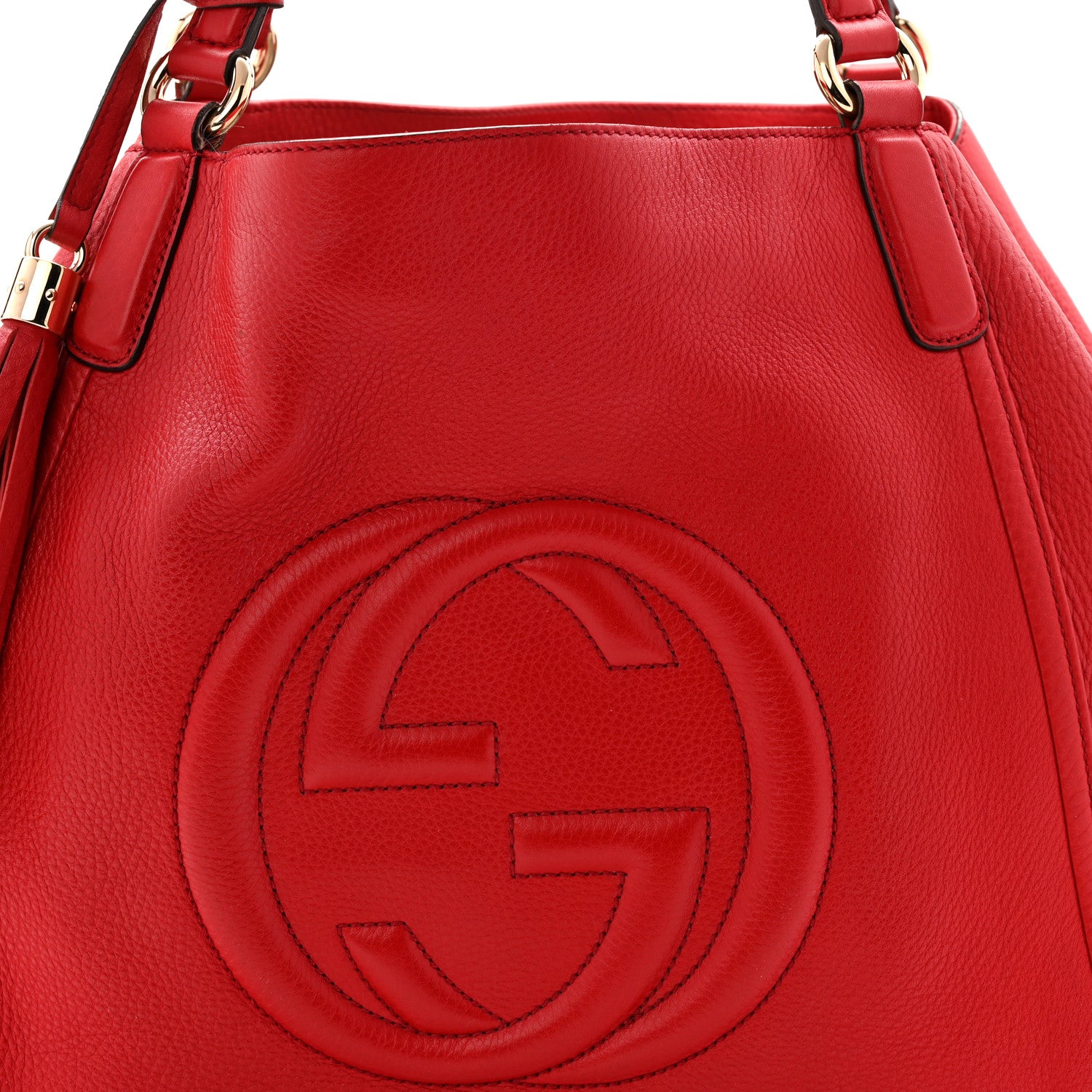 Gucci Pebbled Calfskin Medium Soho Shoulder Bag Tabasco Red