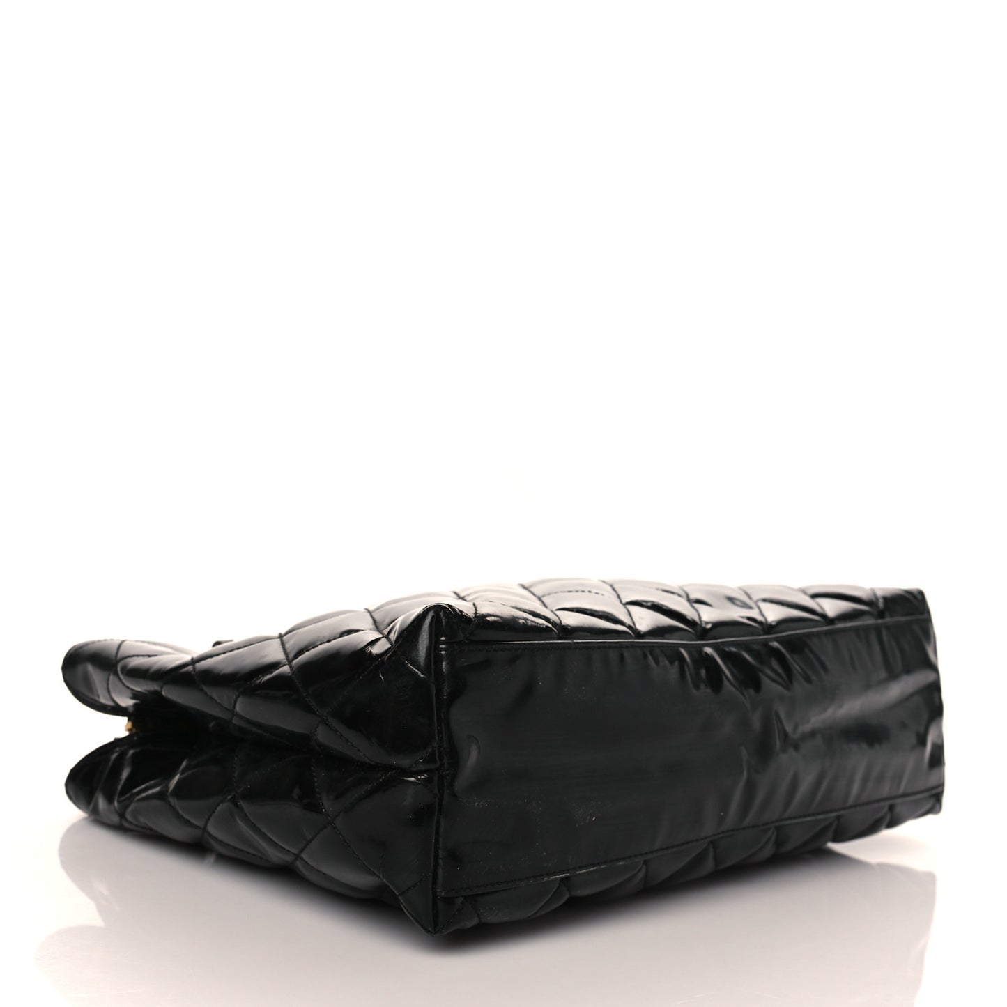 Patent Quilted Tote Black