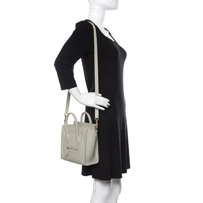 Celine Drummed Calfskin Nano Luggage Vert D'eau 2 of 12
