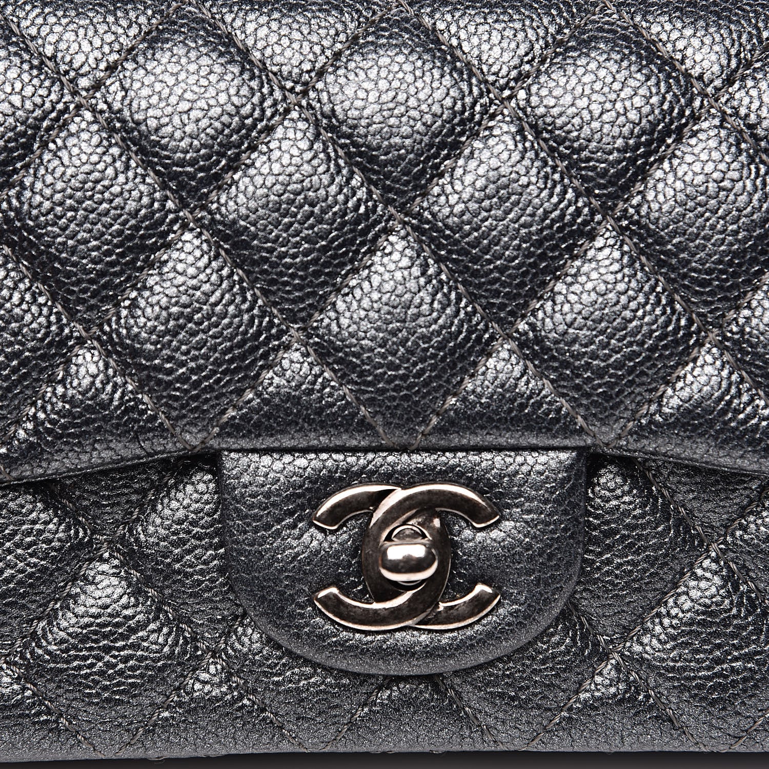 Chanel Pearly Caviar Quilted Mini Rectangular Flap Grey 10 of 13