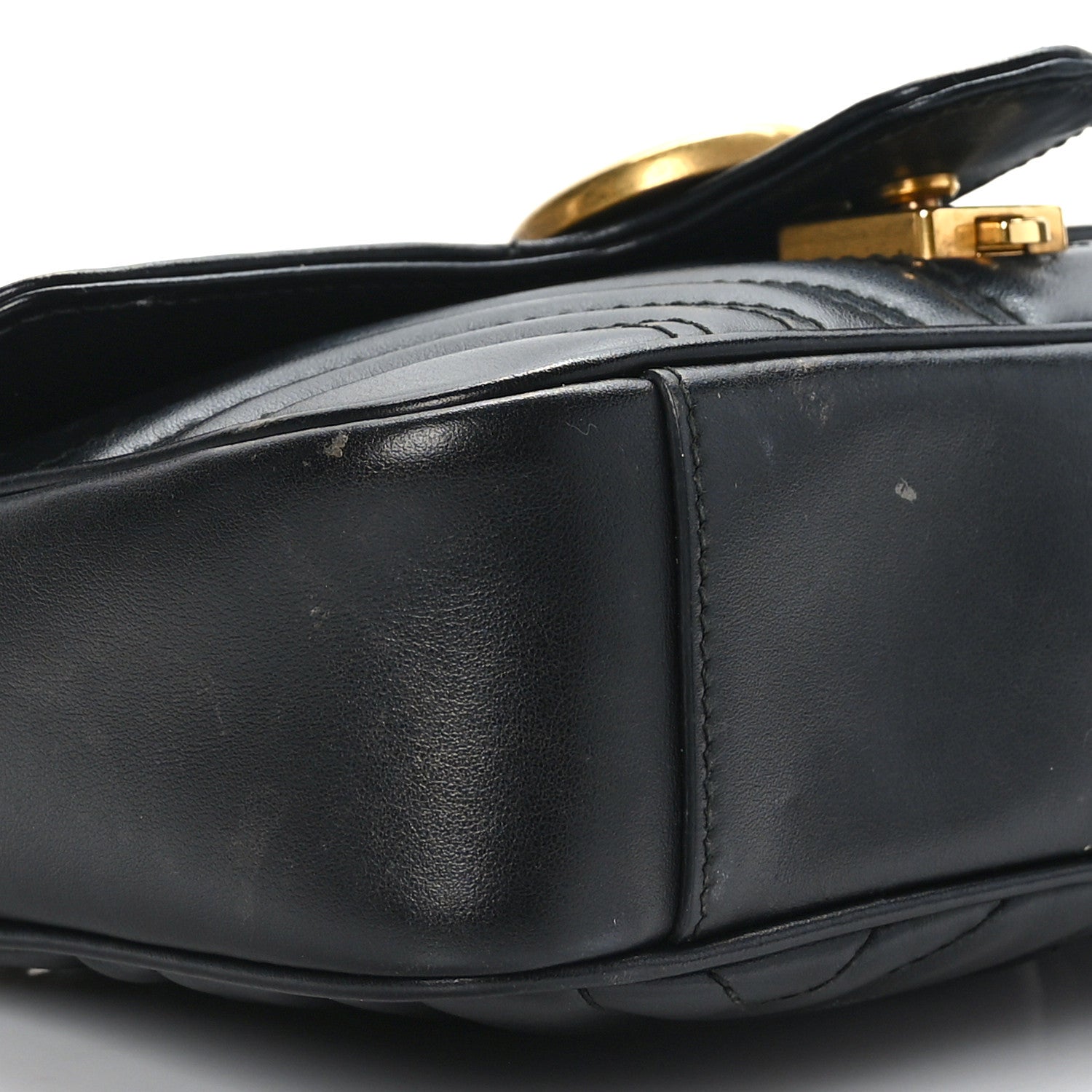 Gucci Calfskin Matelasse Mini GG Marmont Shoulder Bag Black 8 of 11