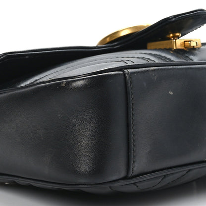 Gucci Calfskin Matelasse Mini GG Marmont Shoulder Bag Black 8 of 11