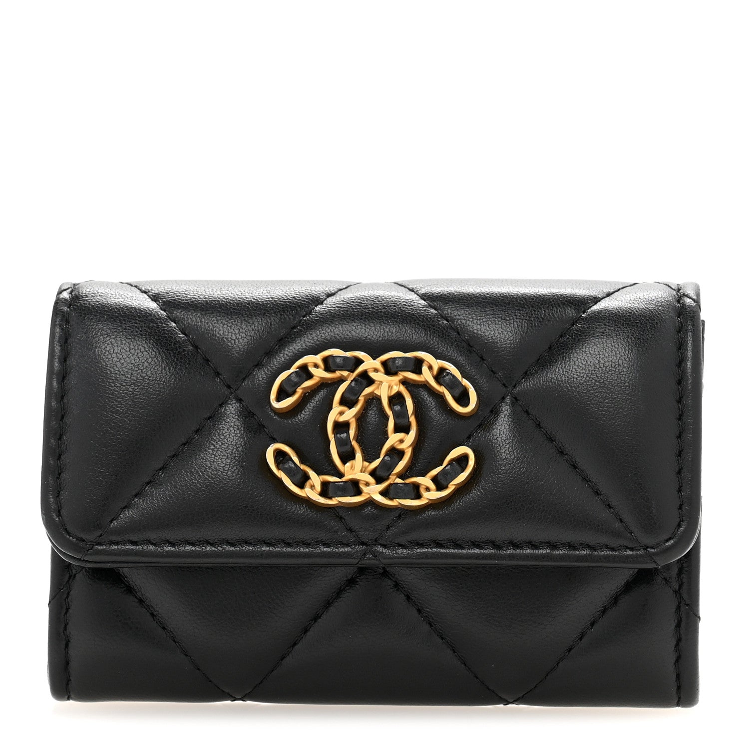 Chanel Lambskin Quilted Chanel 19 Flap Card Holder Black 1 of 12