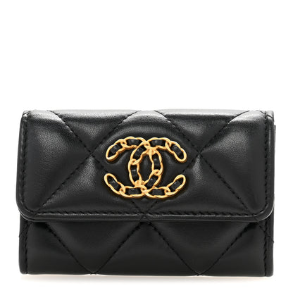Chanel Lambskin Quilted Chanel 19 Flap Card Holder Black 1 of 12