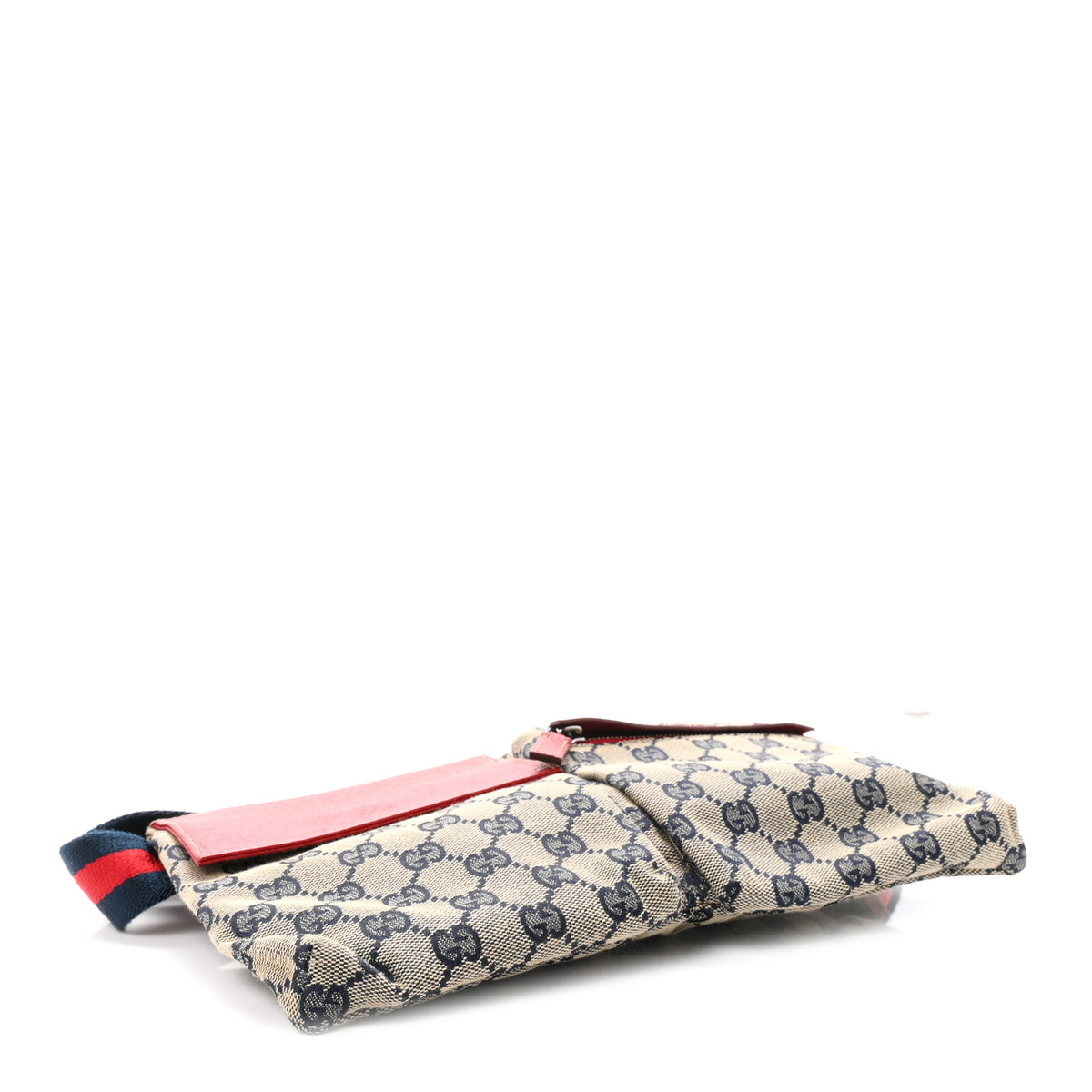 GG Monogram Web Double Pocket Belt Bag Navy Red