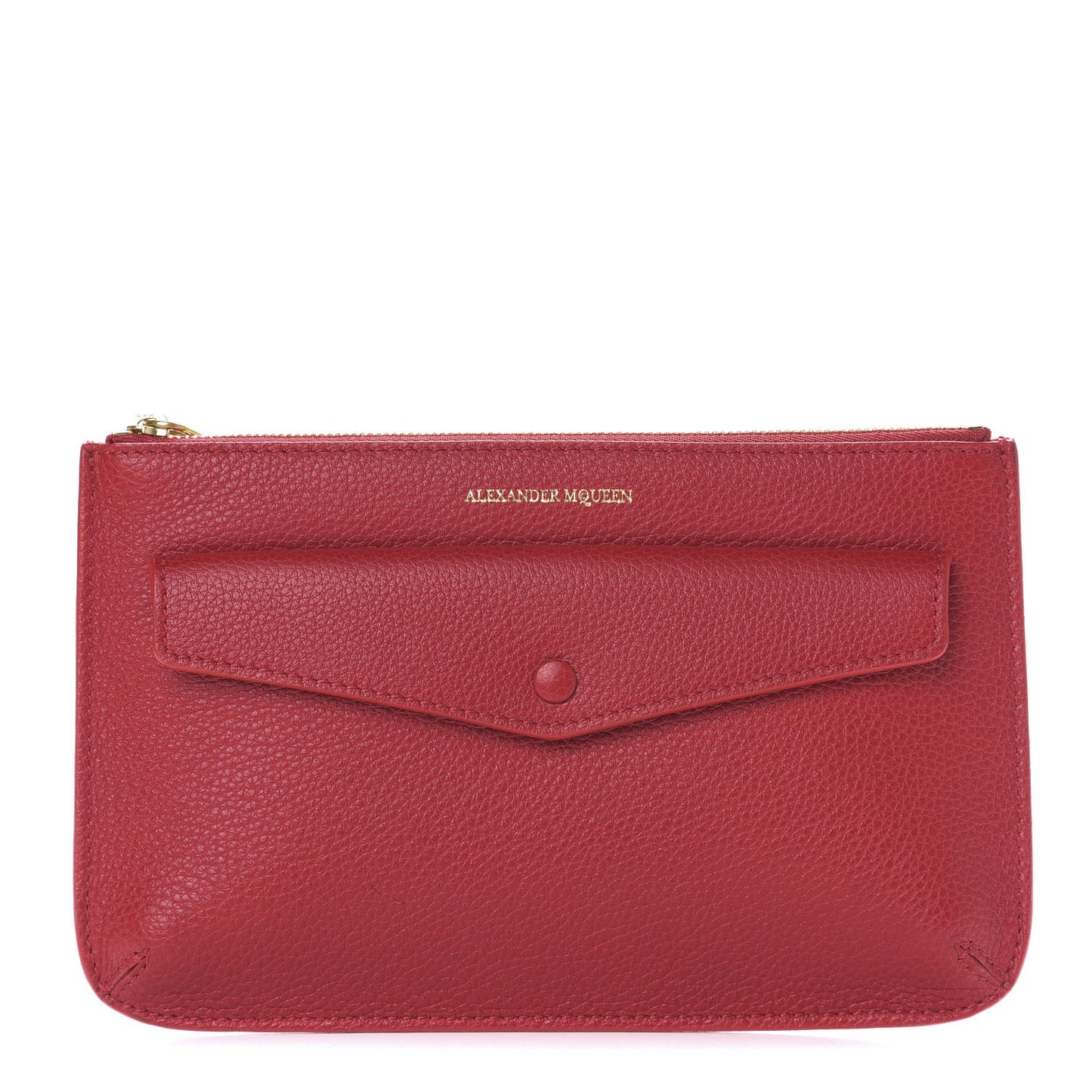 Calfskin Zipped Pouch Red