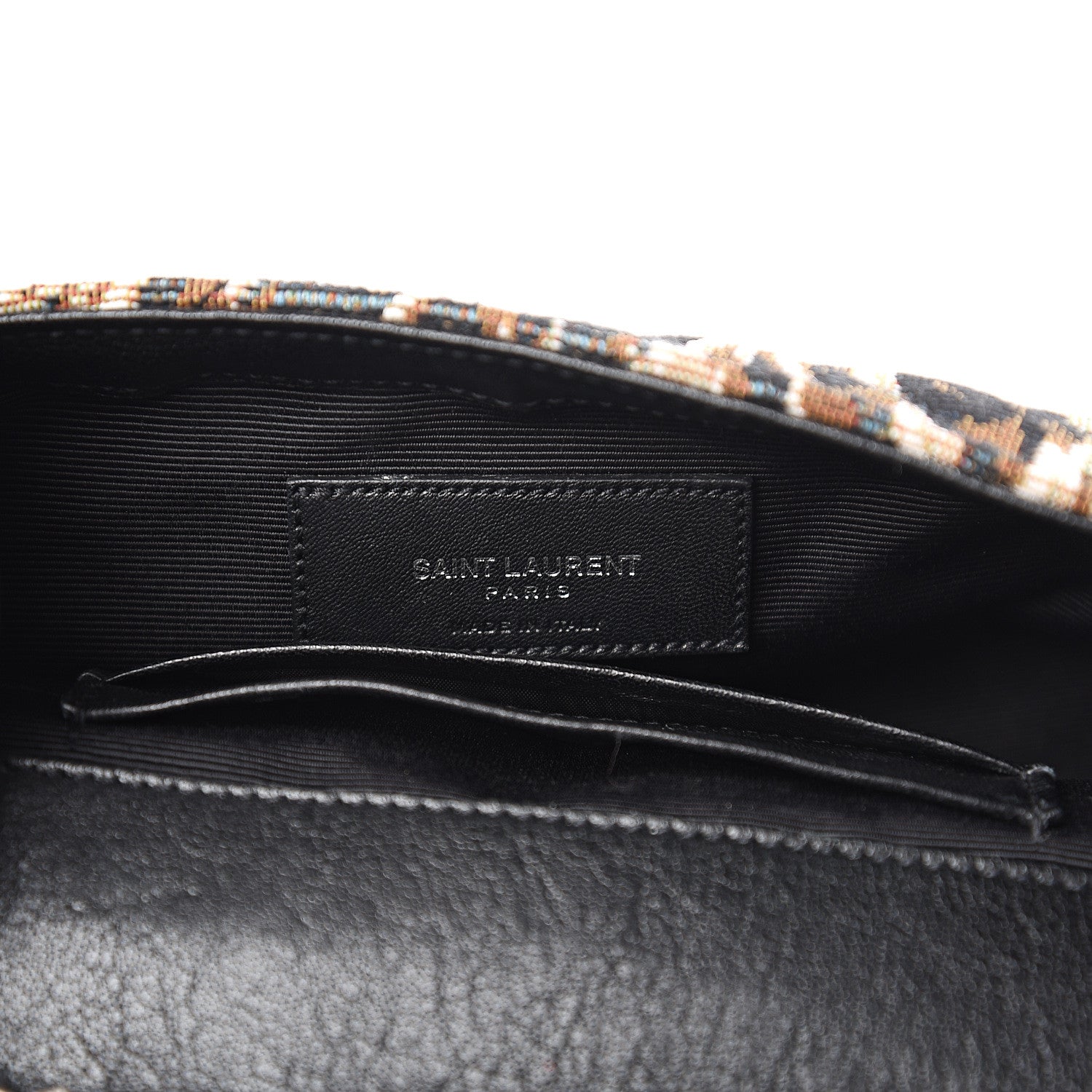 Saint Laurent Jacquard Leopard Matelasse Chevron Monogram Baby Chain Bag Black 6 of 13