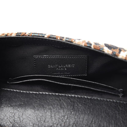 Saint Laurent Jacquard Leopard Matelasse Chevron Monogram Baby Chain Bag Black 6 of 13