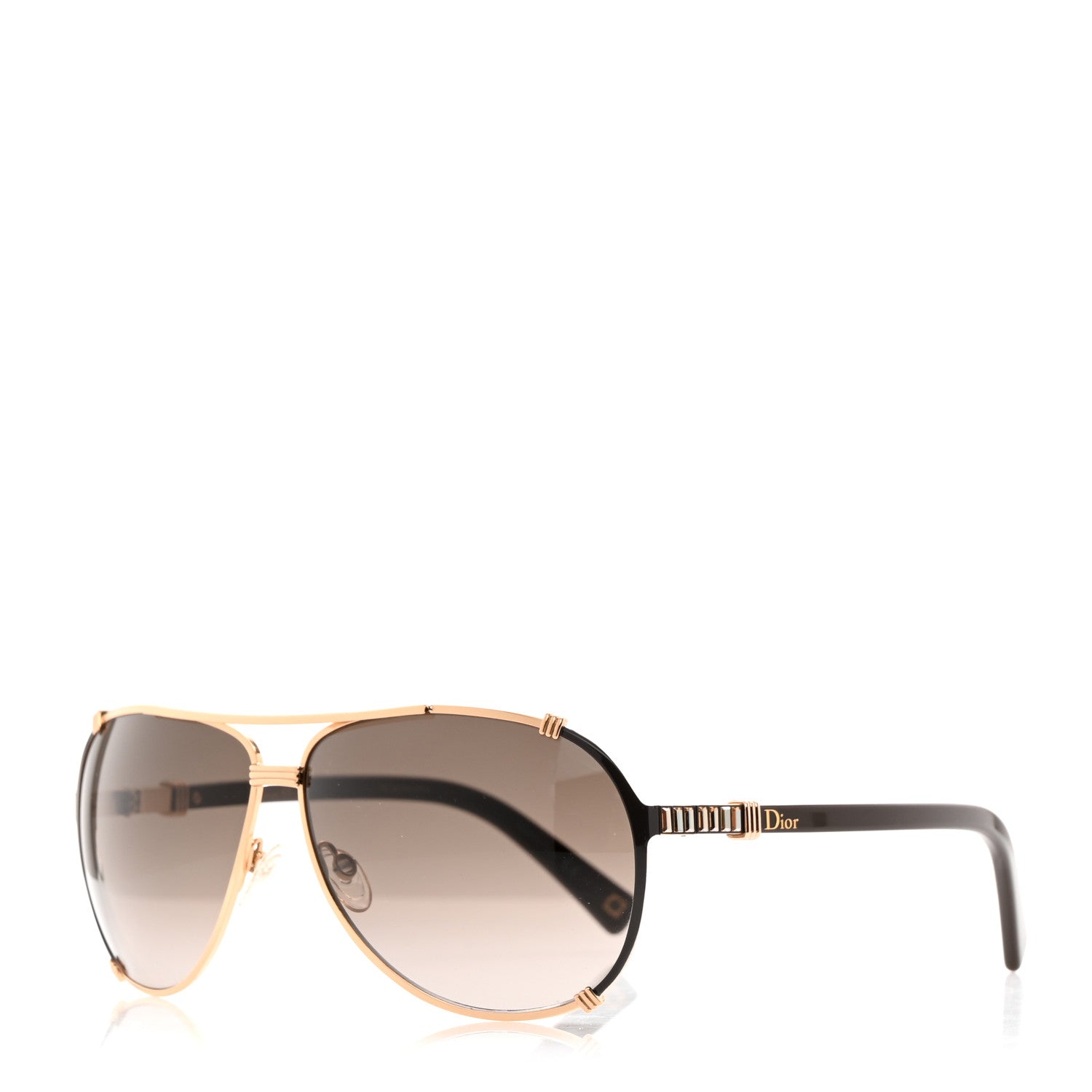 Christian Dior Metal Chicago 2 Aviator Sunglasses Black Gold 1 of 6