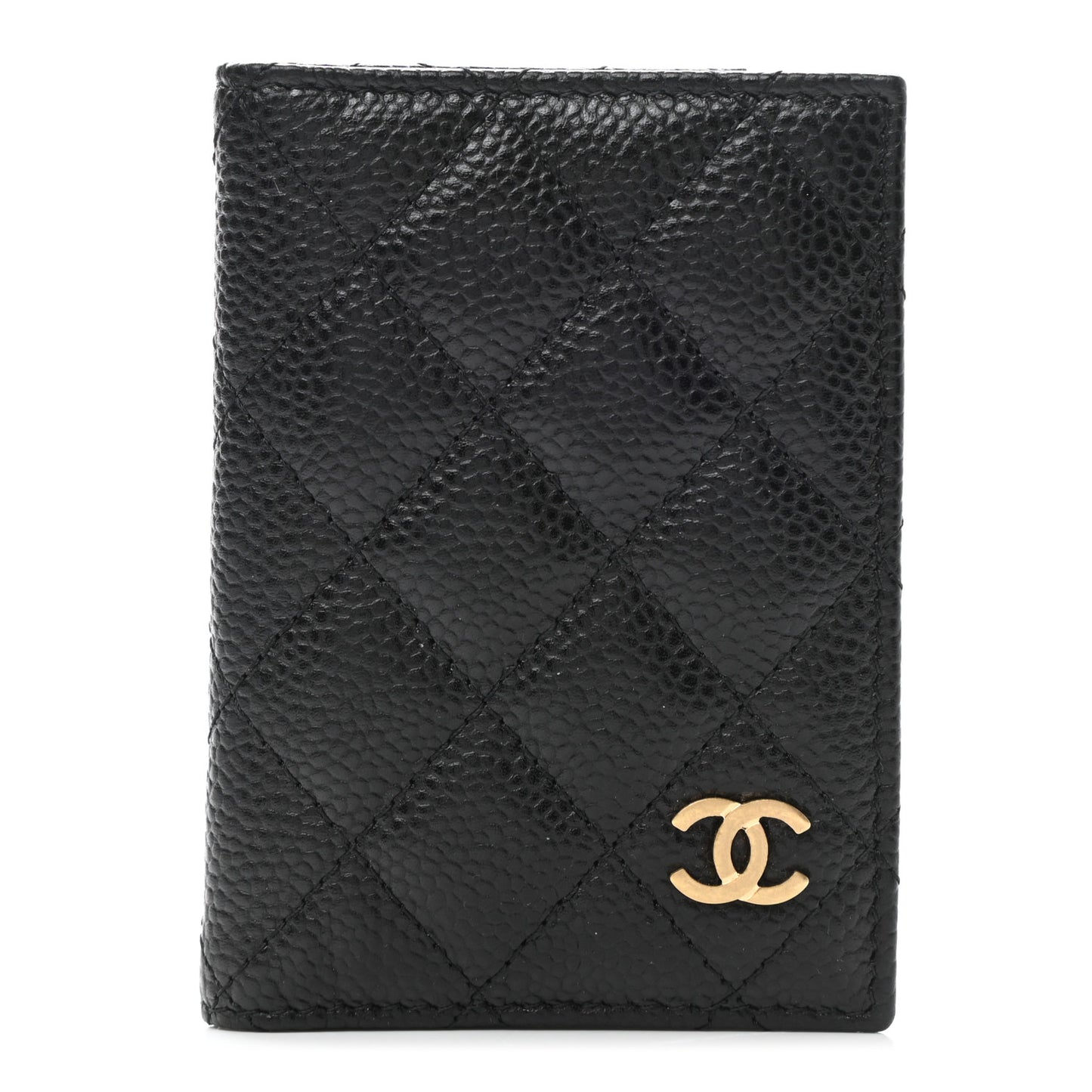 Caviar Quilted Card Holder Wallet Black