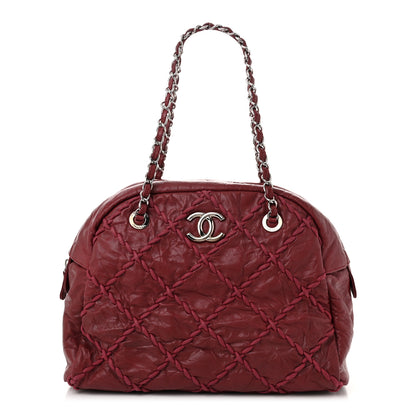 Chanel Crinkled Calfskin Ultra Stitch Bowling Bag Red 1 of 11