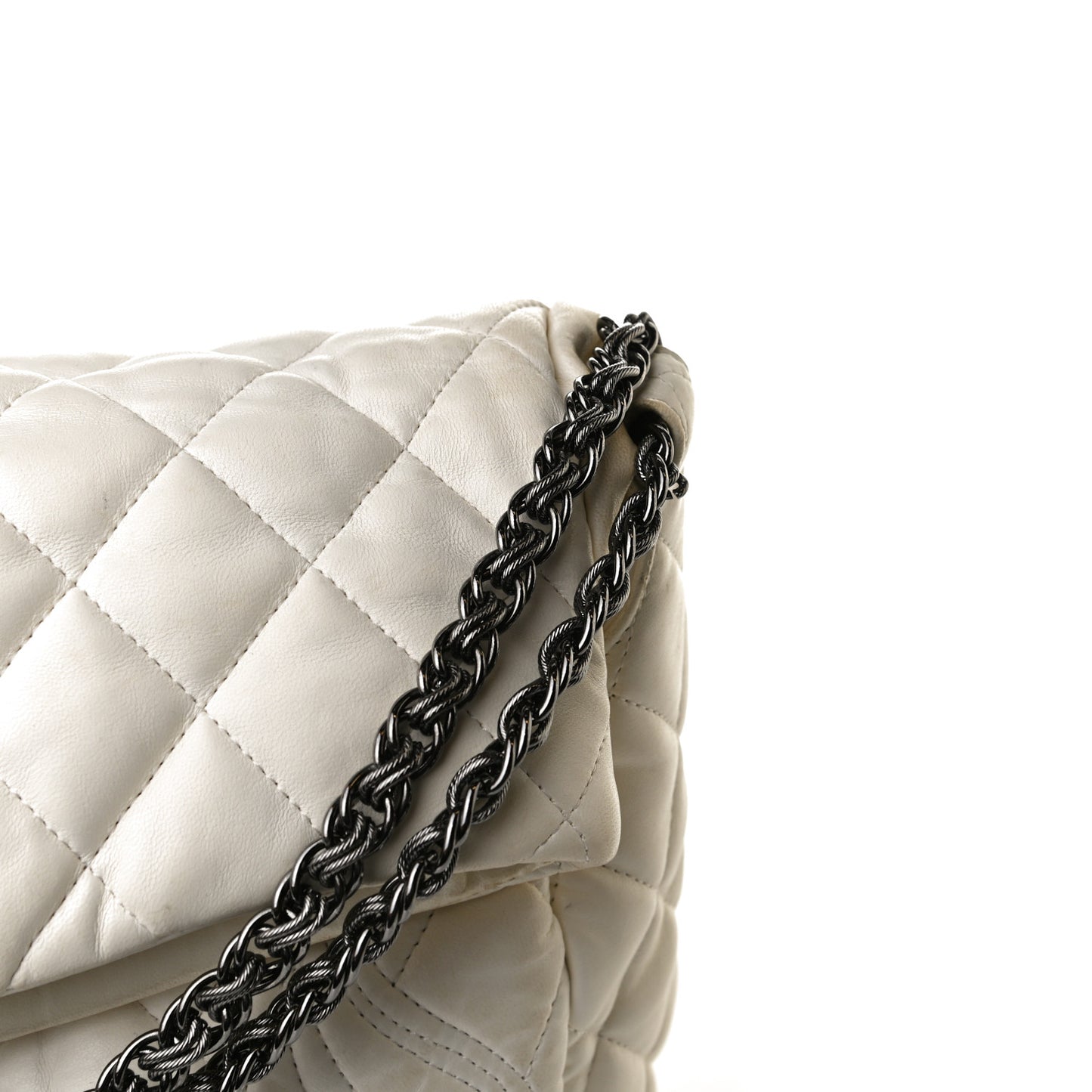 Lambskin Quilted Large Paris Moscou Red Square Bag Ivory