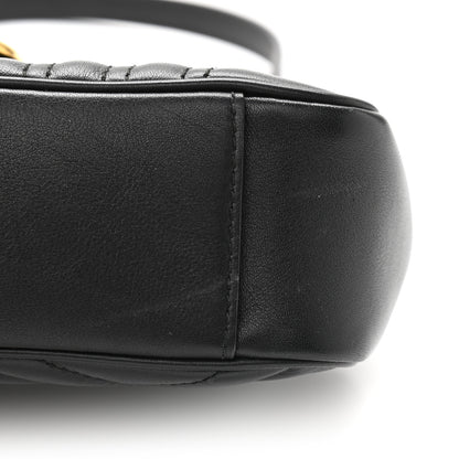 Gucci Calfskin Matelasse Mini GG Marmont Shoulder Bag Black 10 of 11