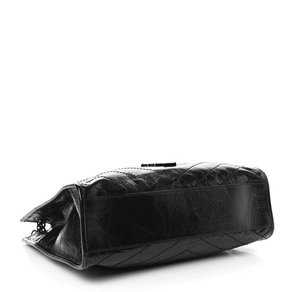 Saint Laurent Crinkled Calfskin Matelasse Monogram Medium Niki Shopper Tote Black 4 of 9