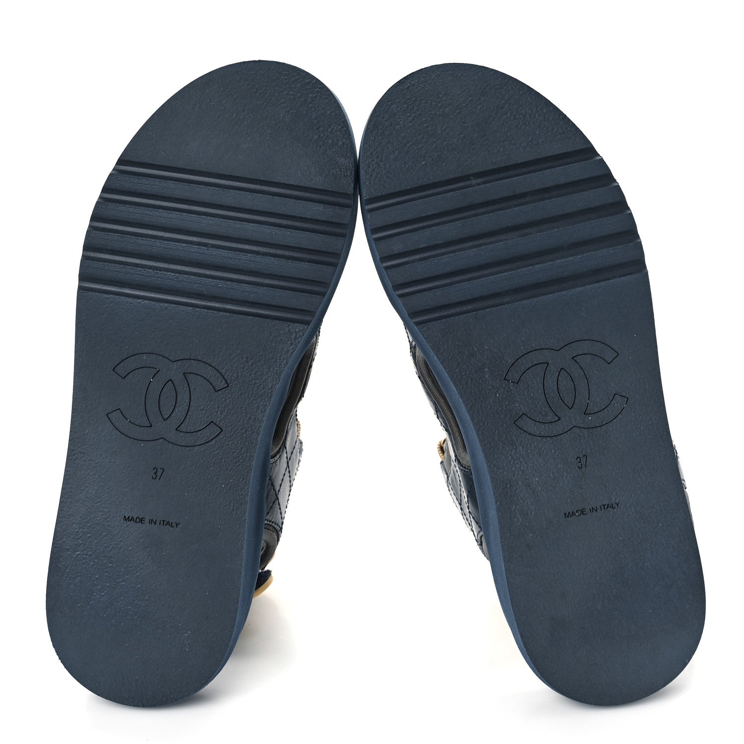 Chanel Goatskin Fabric TPU Gladiator Sandals 37 Navy Dark Grey Yellow 6 of 10