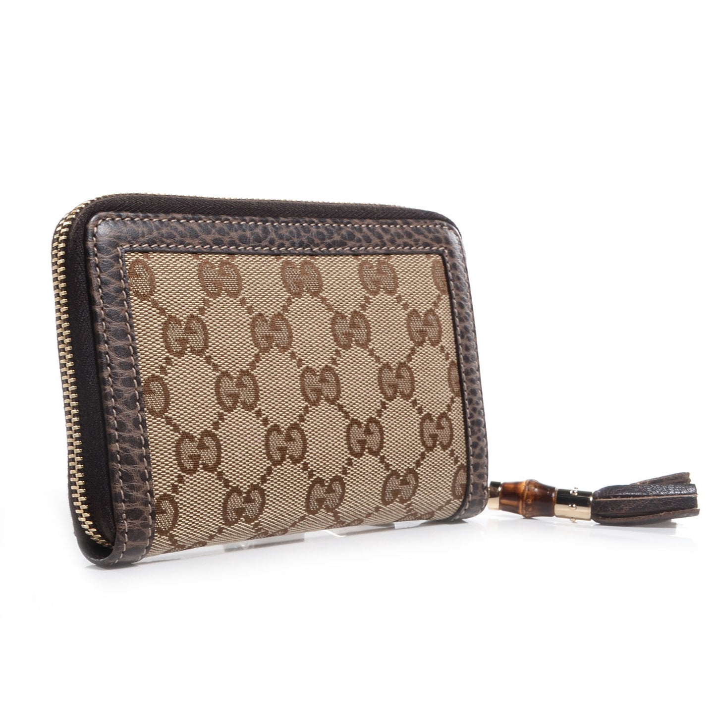 Monogram Bamboo Zip Around Compact Wallet Brown