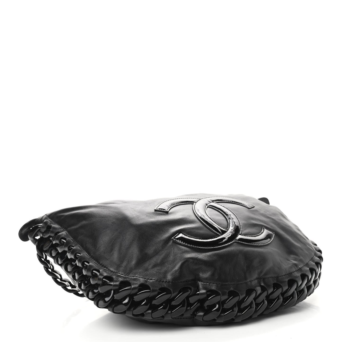 Calfskin Modern Chain Rhodoid Hobo Black