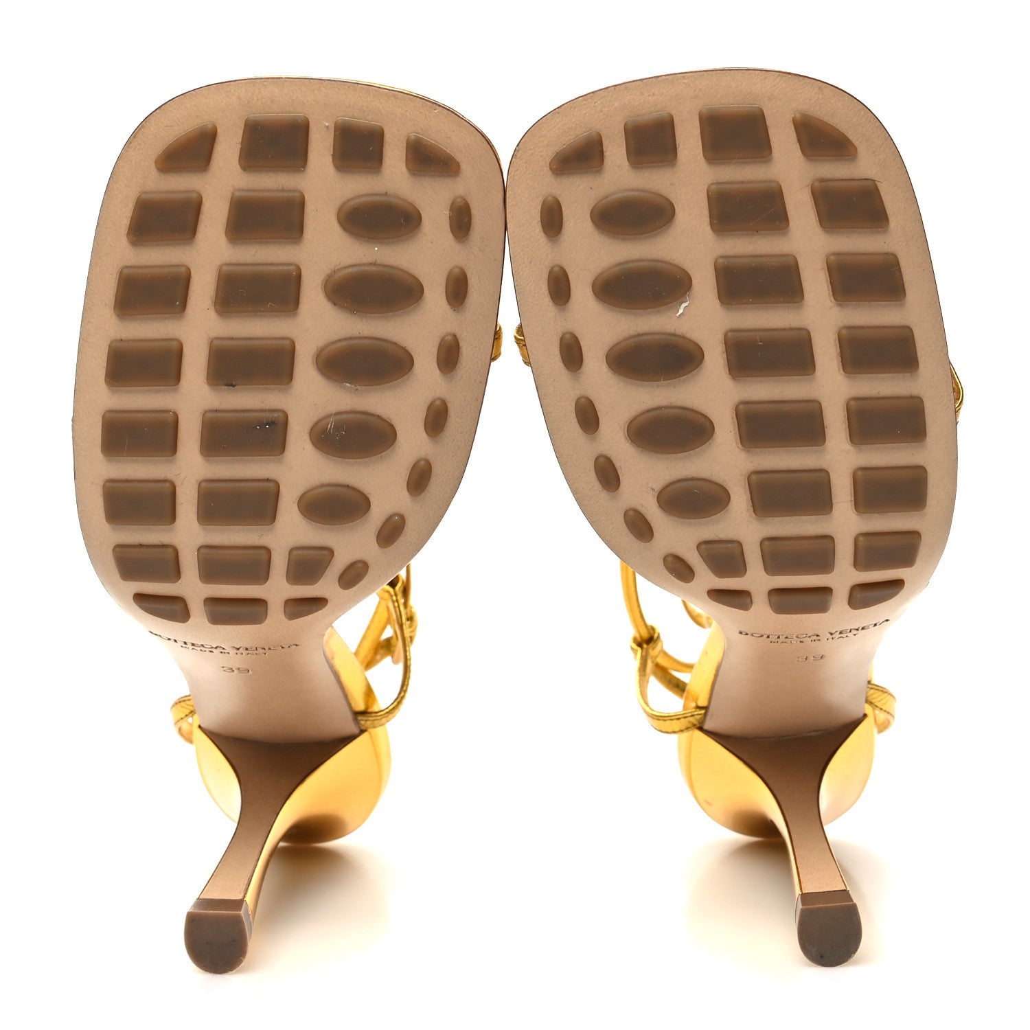 Bottega Veneta Laminated Calfskin The Line 90mm Sandals 39 Gold 5 of 9