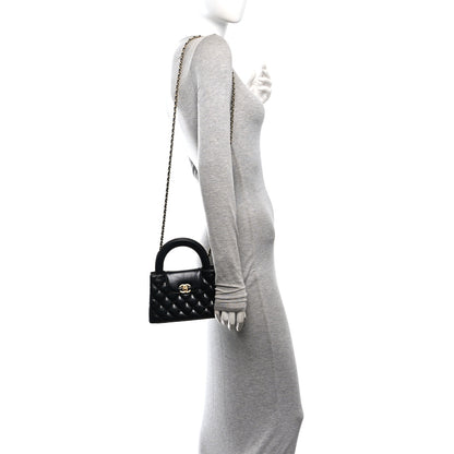 Chanel Shiny Aged Calfskin Quilted Nano Kelly Shopper Black 2 of 11