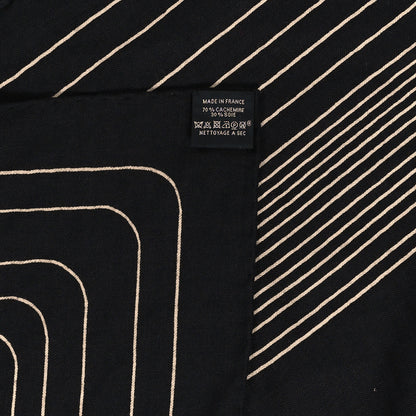 Hermes Cashmere Silk Pegase Paysage Shawl 140 Black Beige 5 of 5