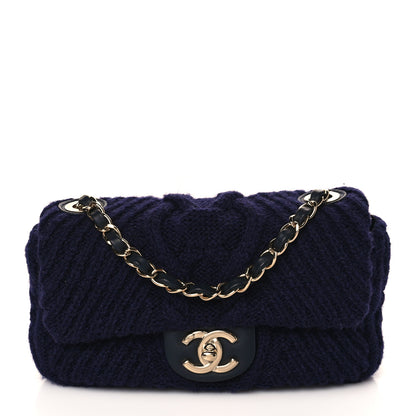 Chanel Cable Knit Small Flap Navy Blue 1 of 9