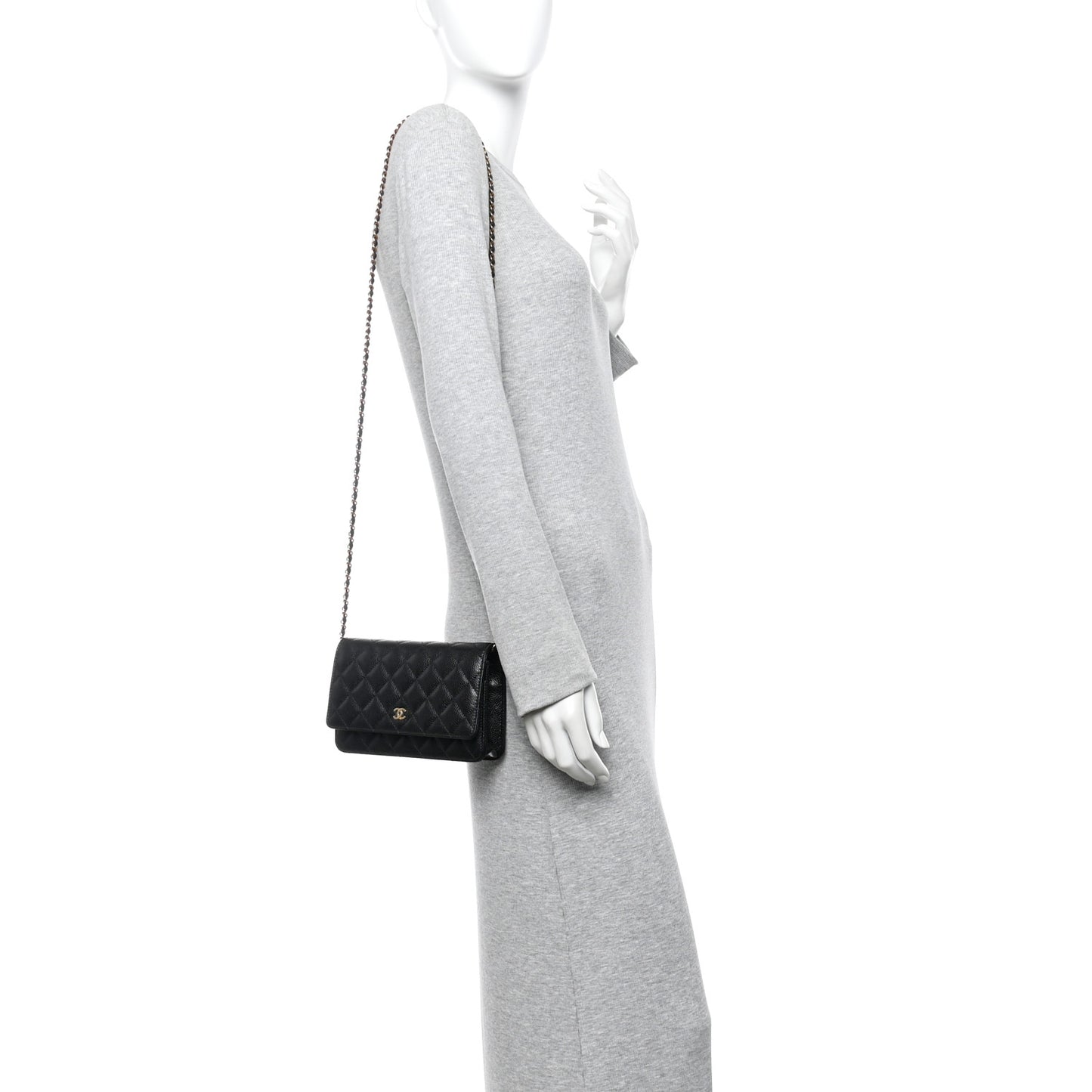 Caviar Quilted Wallet On Chain WOC Black