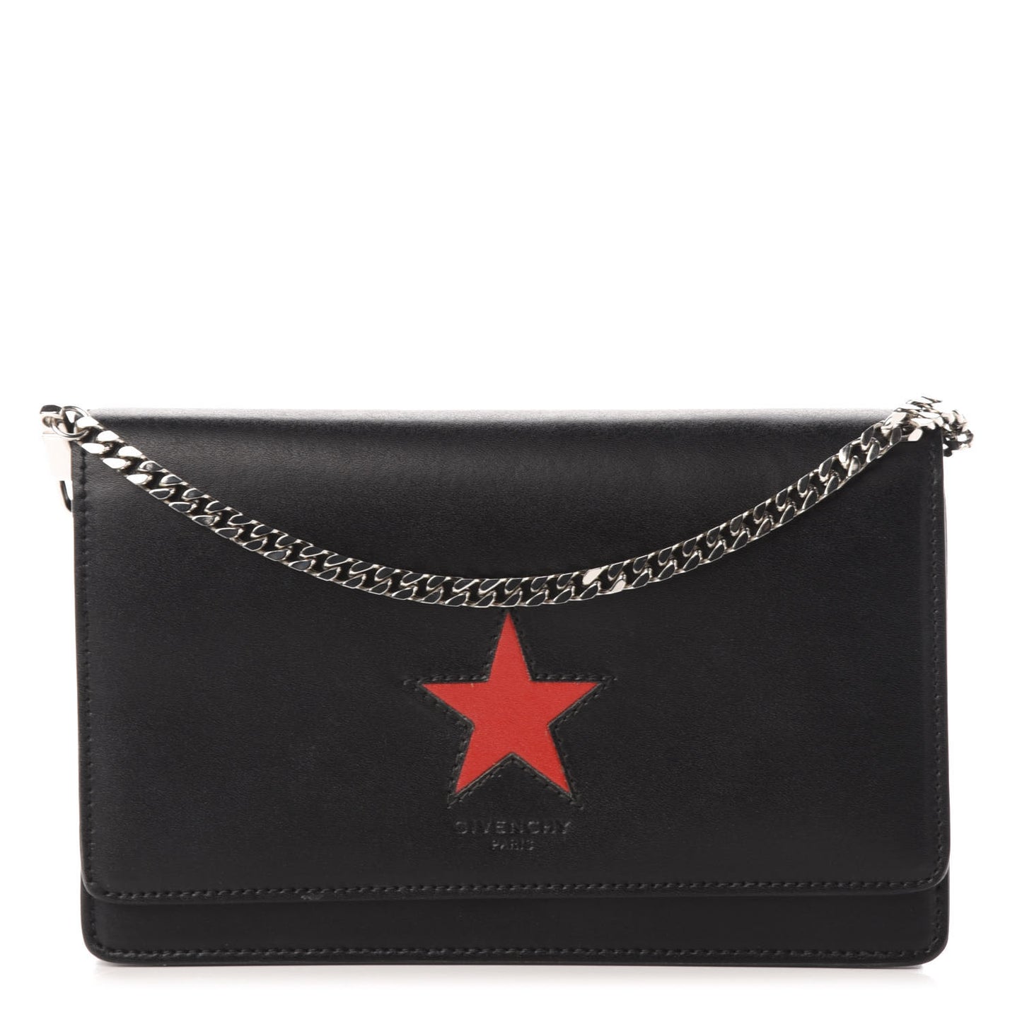 Calfskin Star Pandora Chain Wallet Black