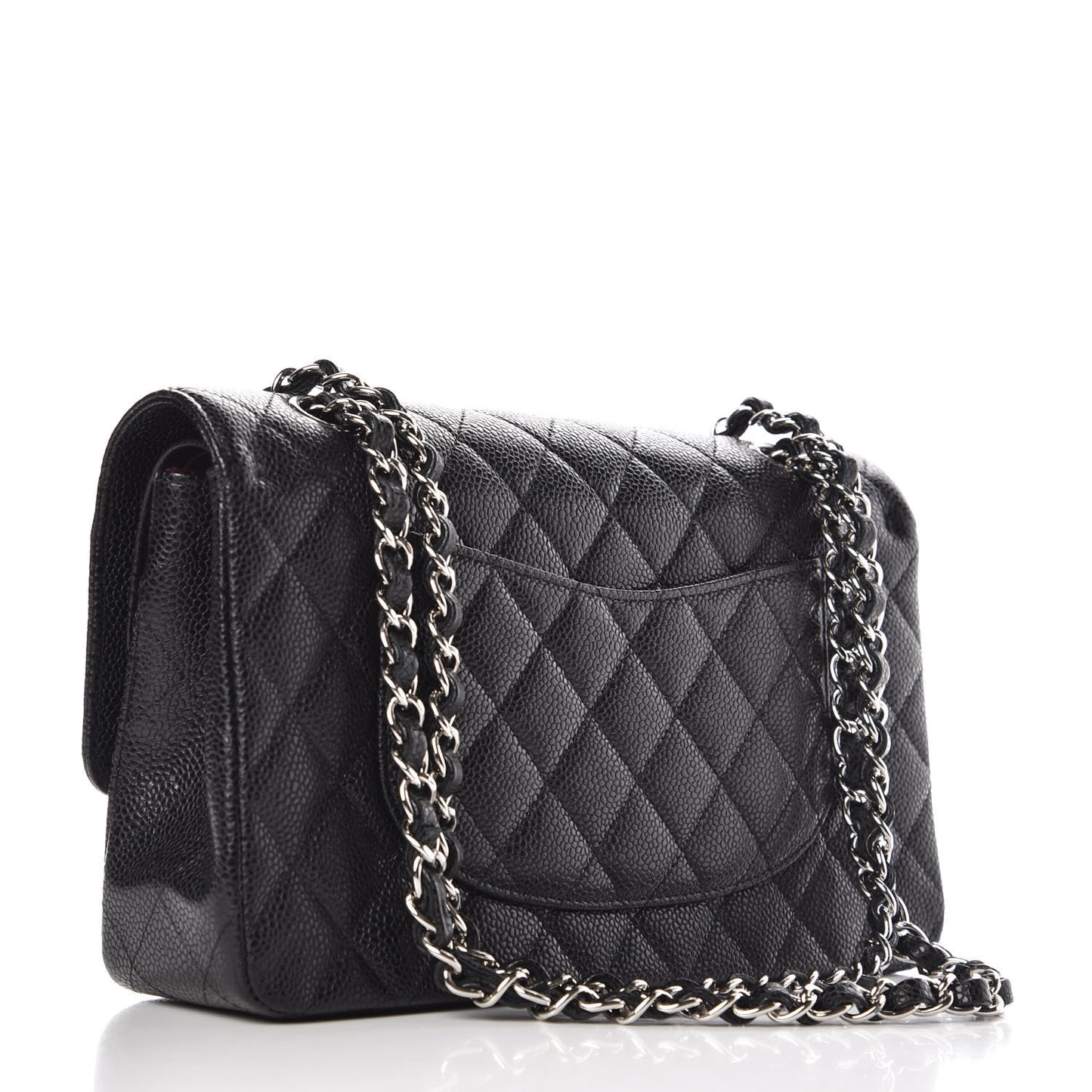 Caviar Quilted Medium Double Flap Black