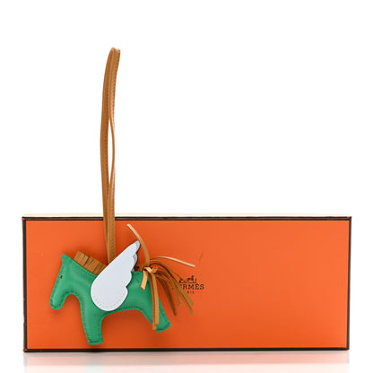 Hermes Milo Lambskin Grigri Rodeo Pegase Horse Bag Charm PM Menthe Sesame Bleu Brume 5 of 5
