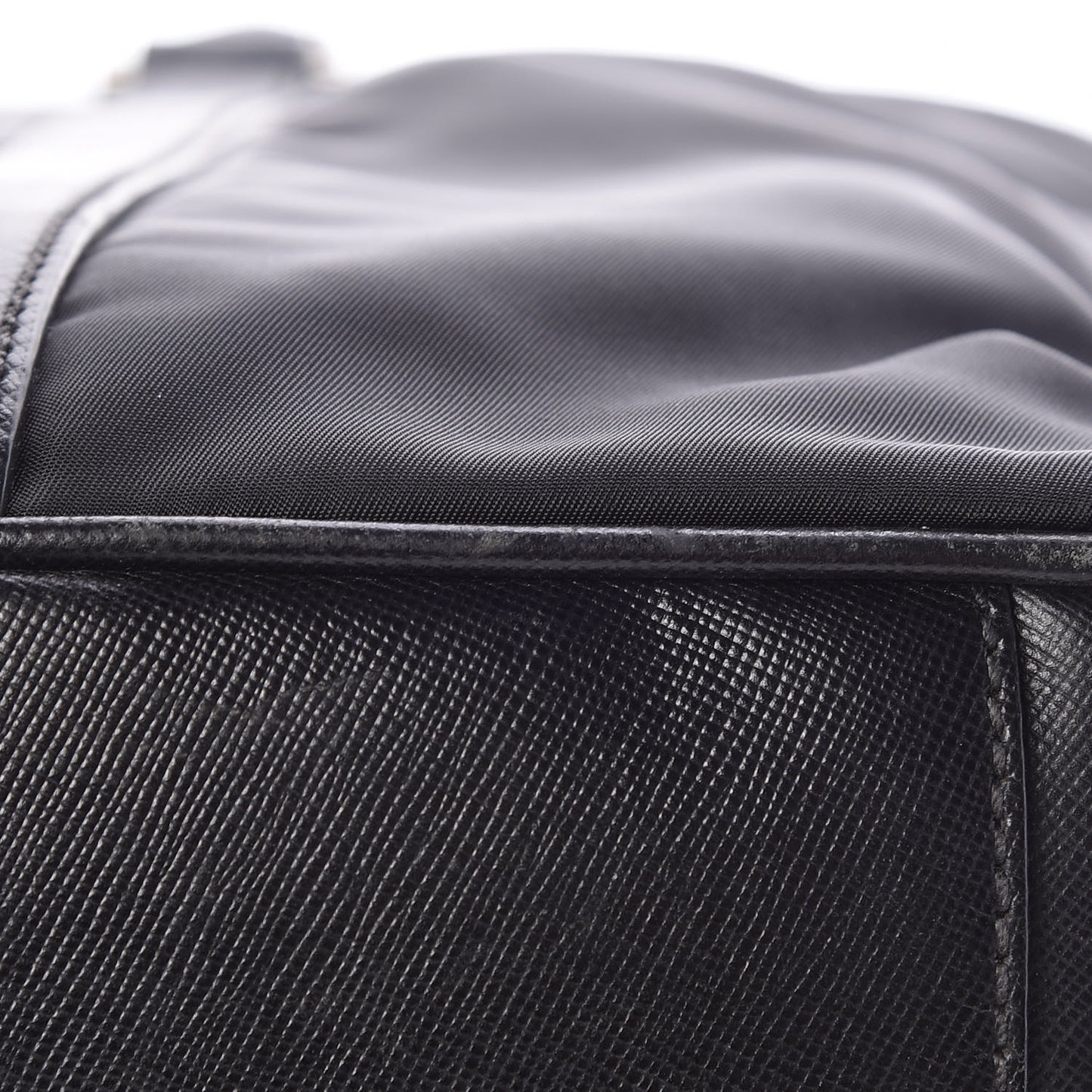Tessuto Nylon Saffiano Metal Triangle Logo Work Bag Black