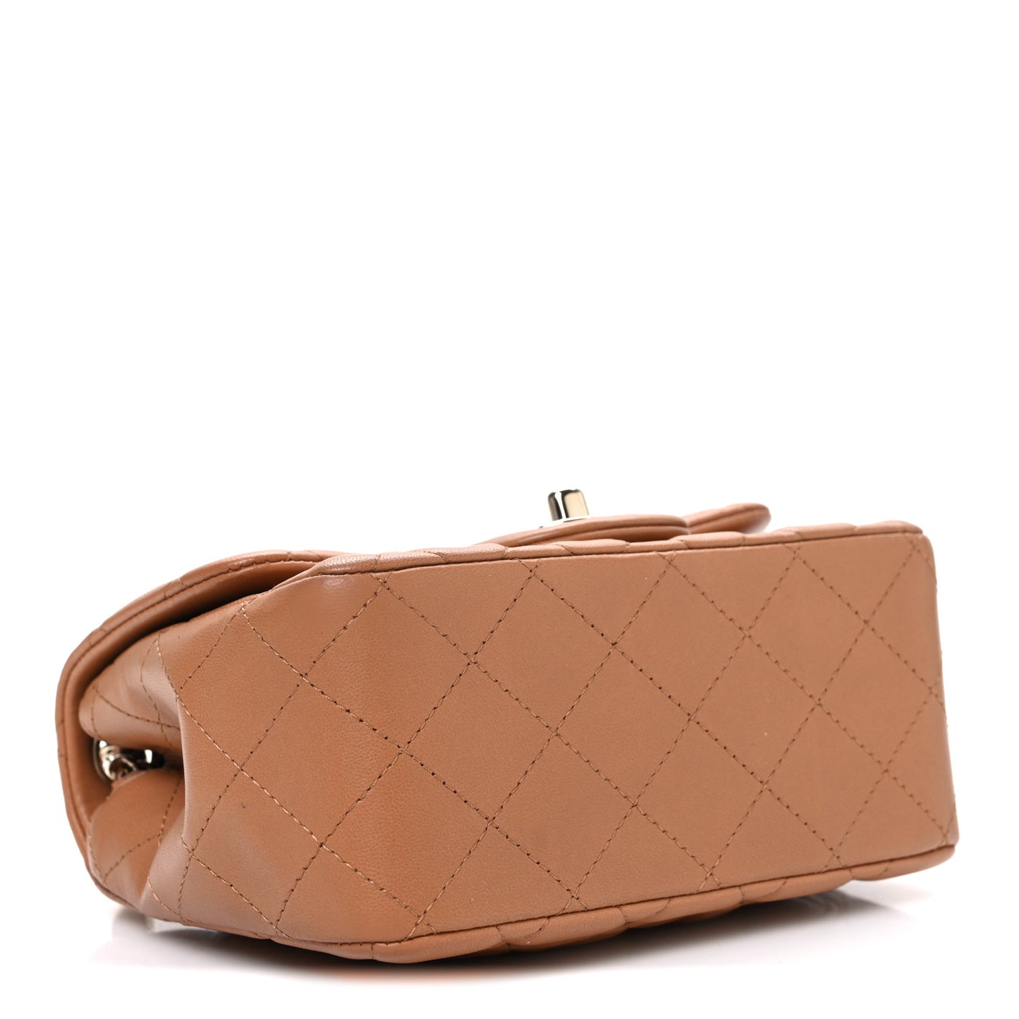 Lambskin Quilted Mini Square Flap Brown