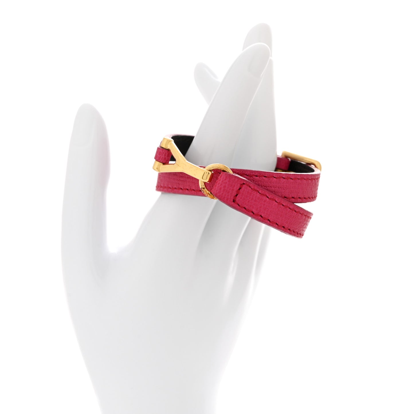 Chevre Double Wrap Bracelet Fuchsia