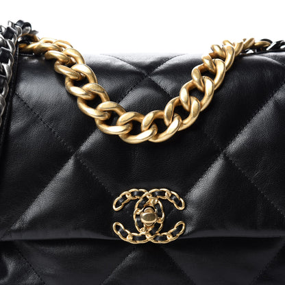 Chanel Shiny Goatskin Quilted Large Chanel 19 Flap Black 10 of 10