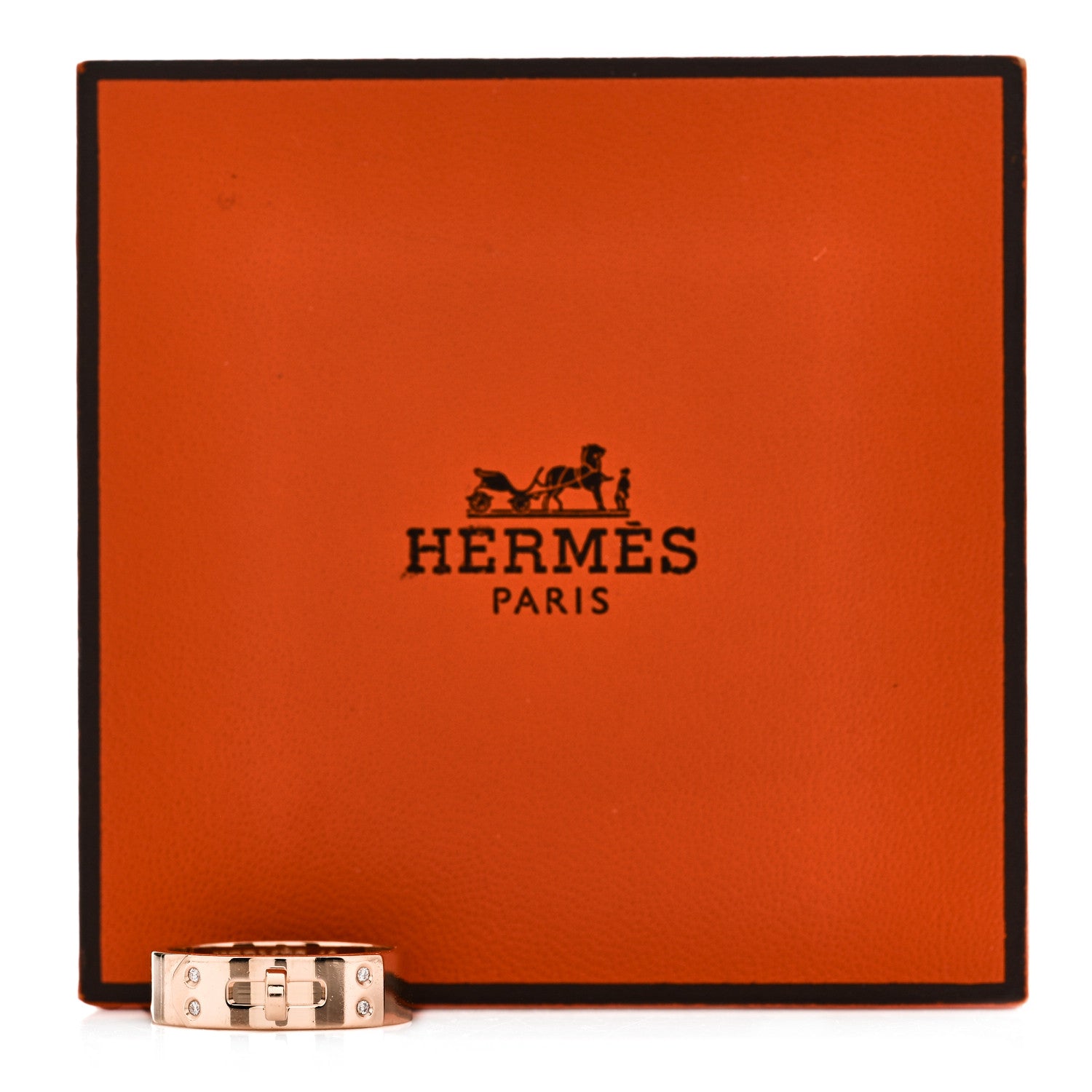 Hermes 18K Rose Gold Diamond PM Kelly Ring 48 4.5 5 of 5
