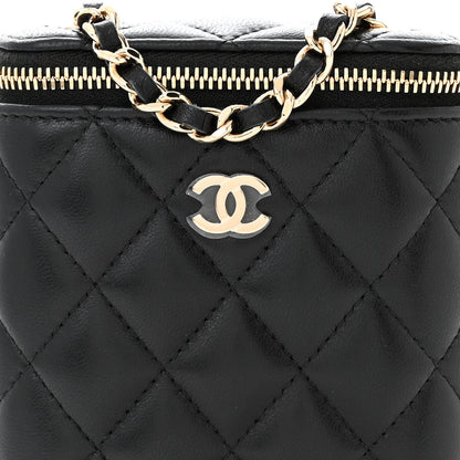 Chanel Lambskin Quilted Small Vertical Coco Beauty Vanity Case With Chain Black 8 of 11