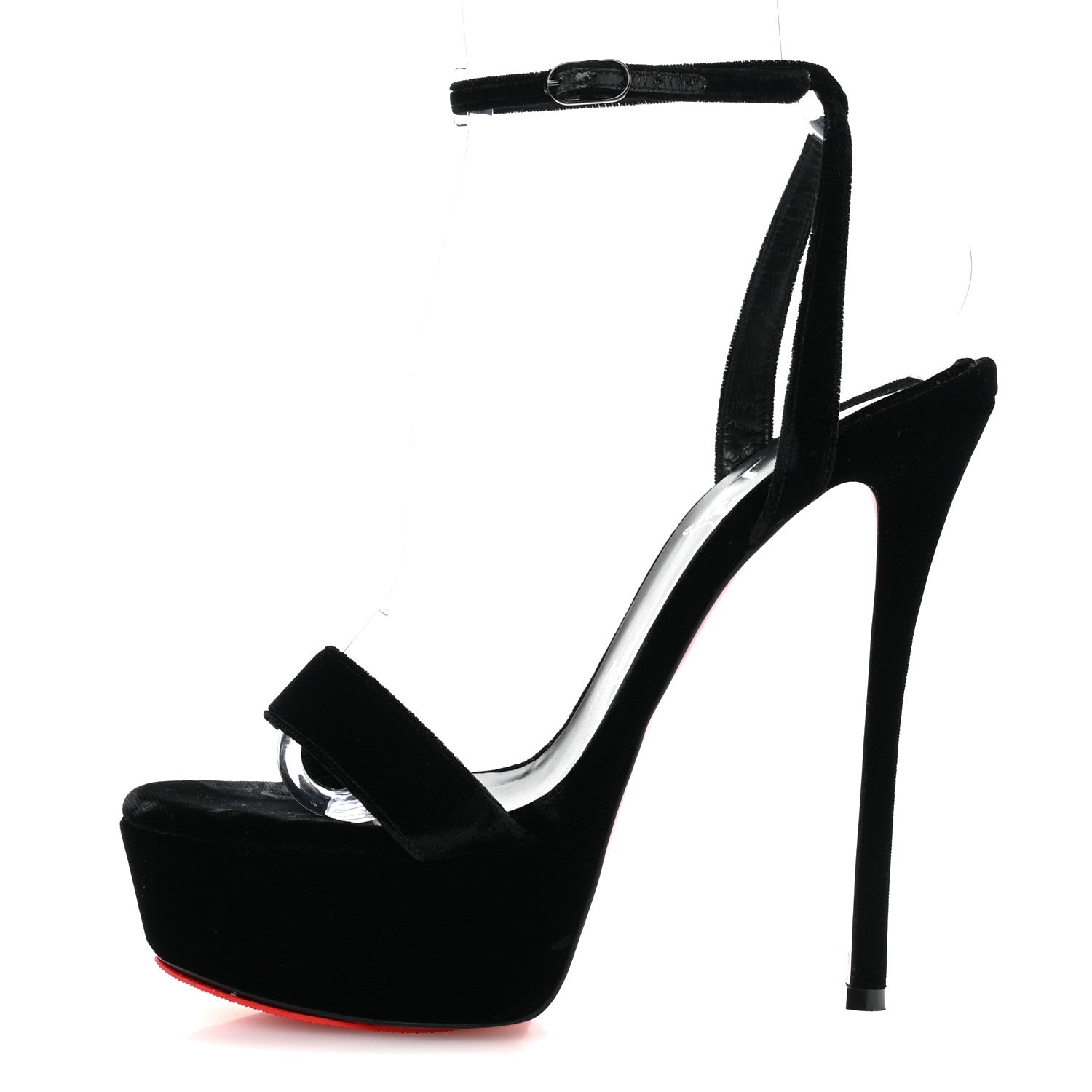Christian Louboutin Velvet Loubi Queen Alta 150 Platform Sandals 39 Black 1 of 11