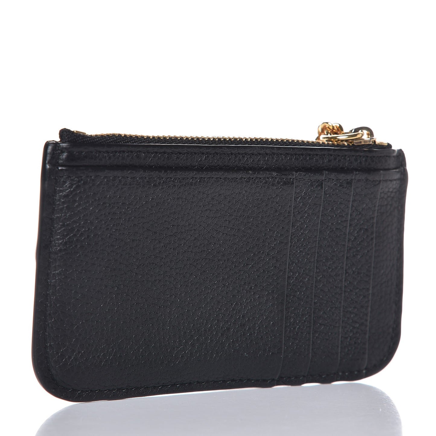 Grained Calfskin Drew Card Holder Black