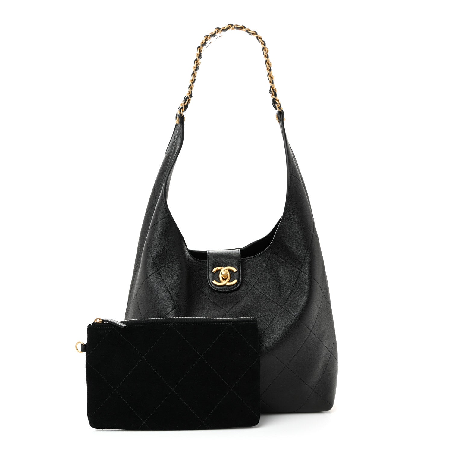 Chanel Shiny Lambskin Quilted Medium Hobo Black 4 of 21
