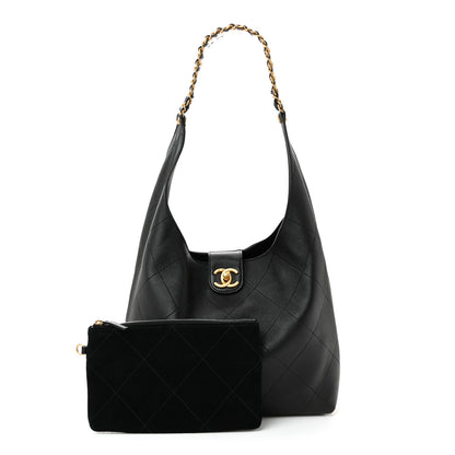 Chanel Shiny Lambskin Quilted Medium Hobo Black 4 of 21