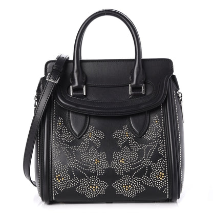 Alexander McQueen Calfskin Floral Studded Small Heroine Black 1 of 9