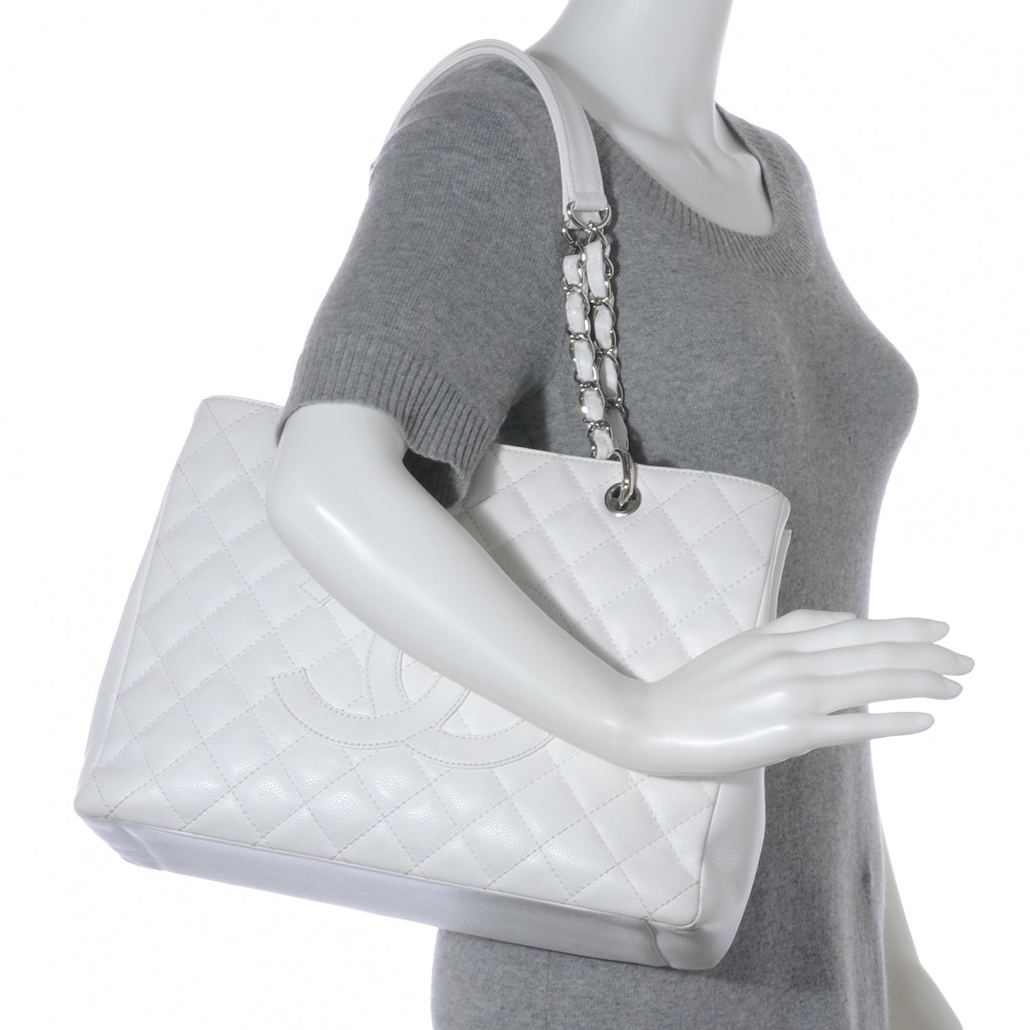 Chanel Caviar Grand Shopping Tote GST White 2 of 7