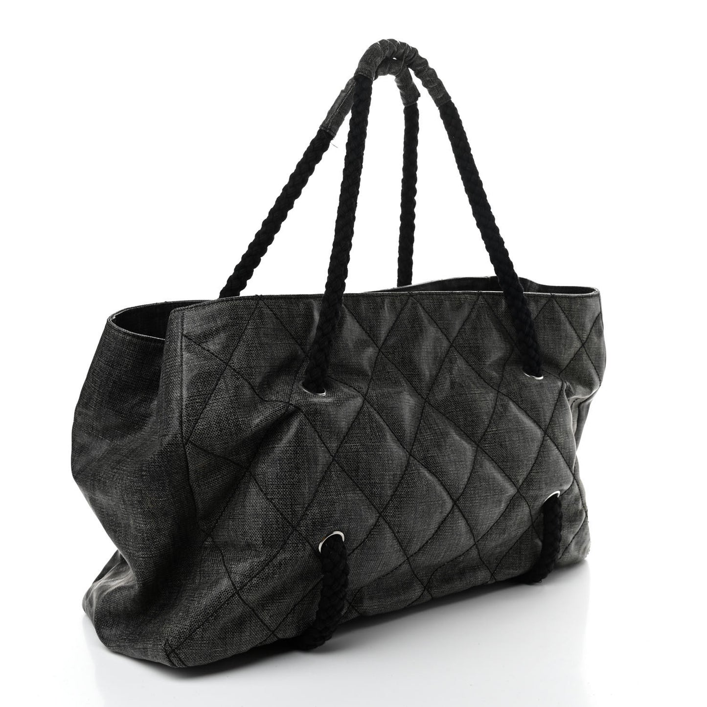 Coated Canvas Large CC Yacht Tote Black White