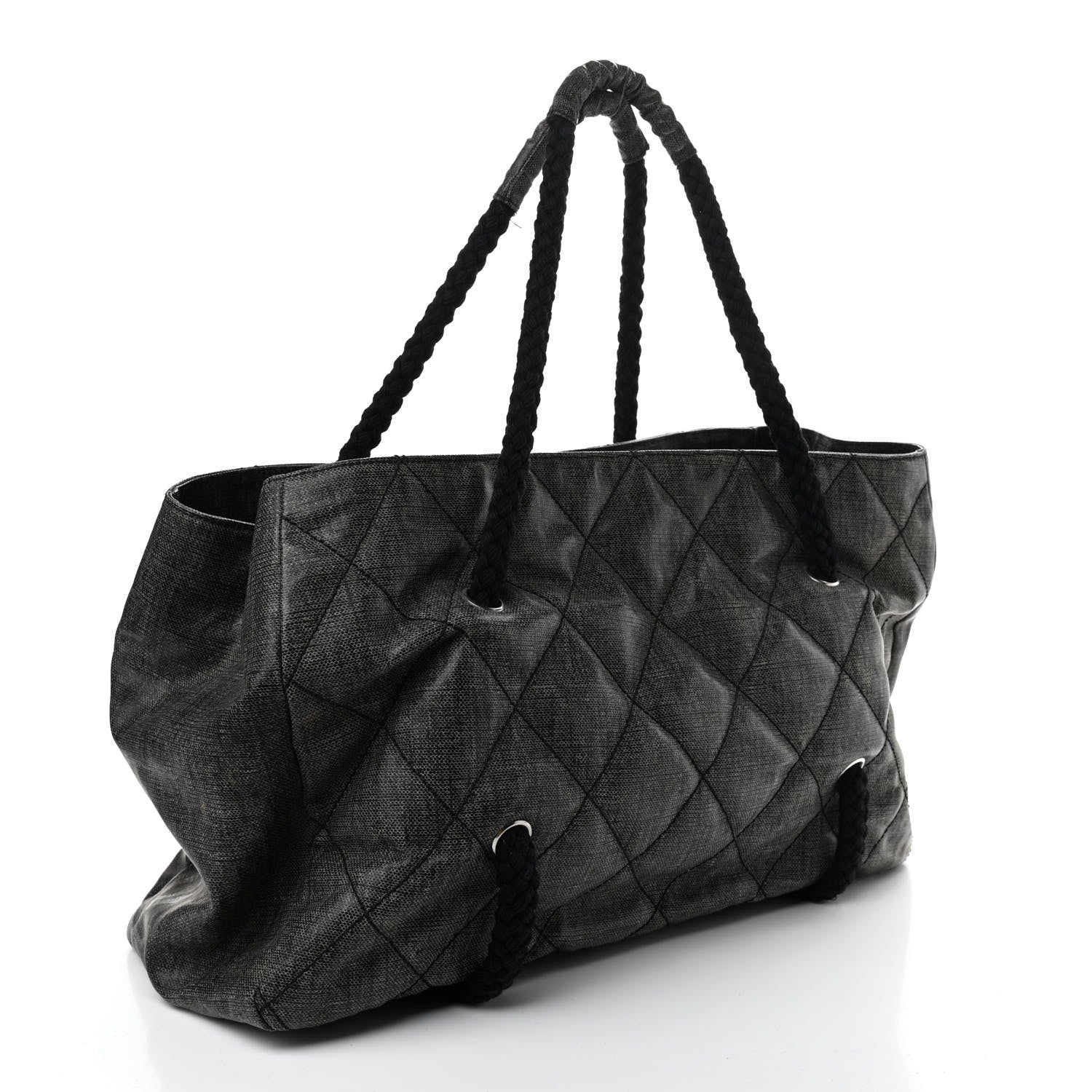 Chanel Coated Canvas Large CC Yacht Tote Black White 2 of 12