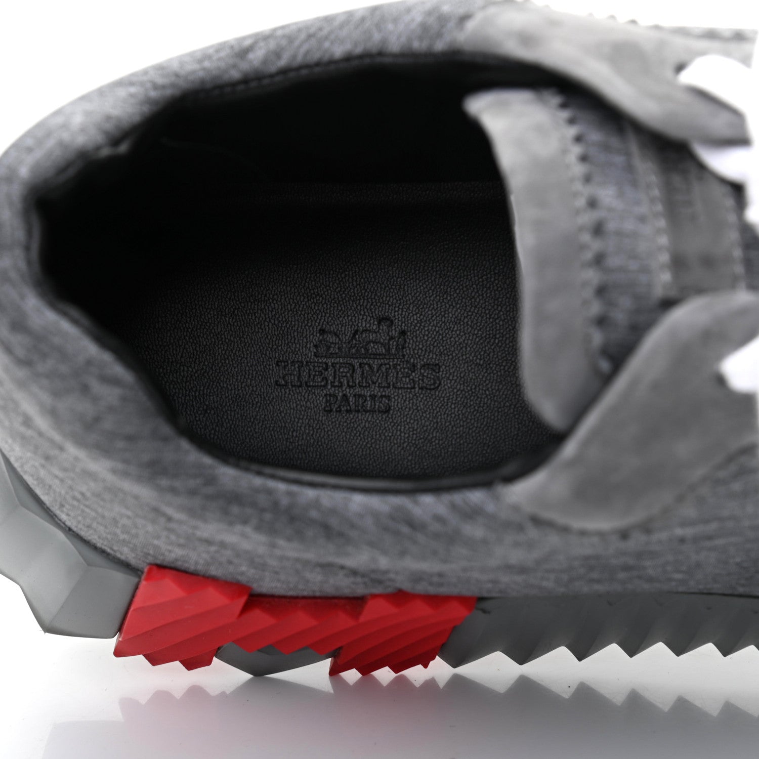 Hermes Technical Canvas Suede Goatskin Bouncing Sneakers 41 Gris Fonce 6 of 7